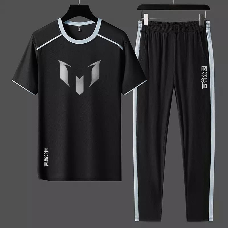 Cotton Tracksuits Messi Logo T-shirt & Trousers Set (Golden)